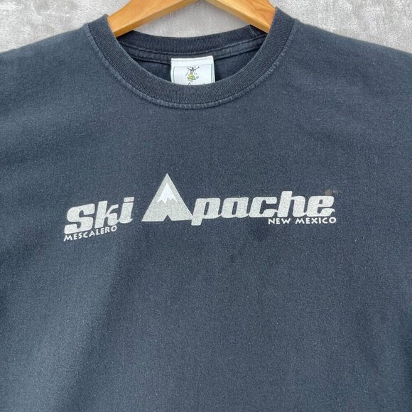Ski Apache Vintage 90s Mescallero New Mexico Graphic Tee Black - Picture 2 of 9